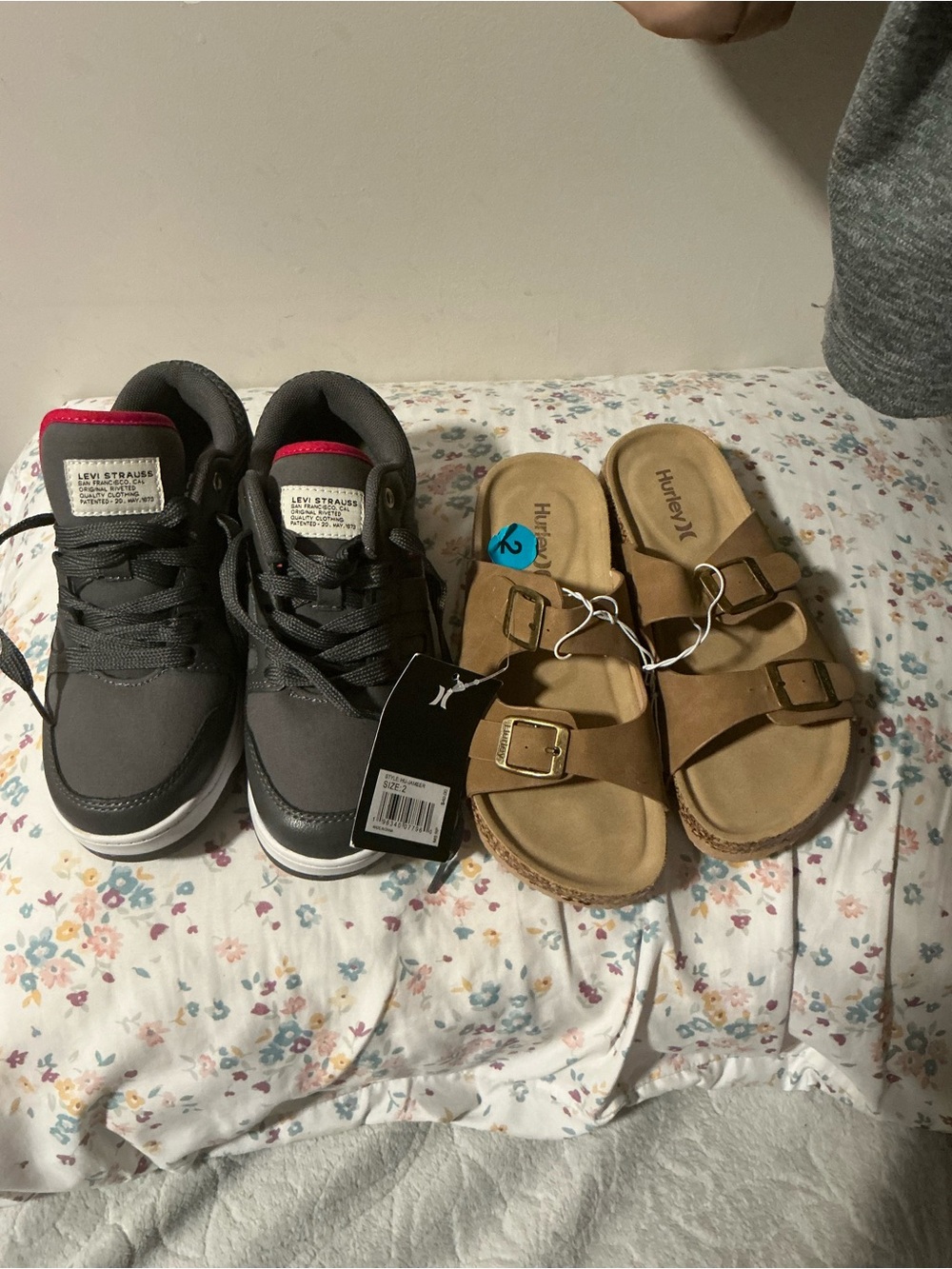 Levi's Kids Dark Gray and Black High-Top Sneakers with Pink Accent